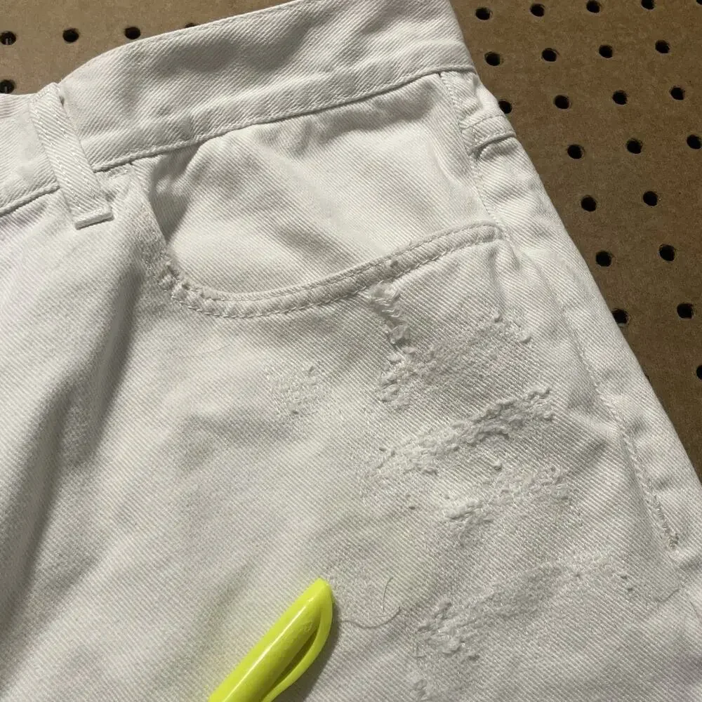 Gucci Jeans Mens 36x29 White Denim Button Fly Straight Distressed Modern Italy